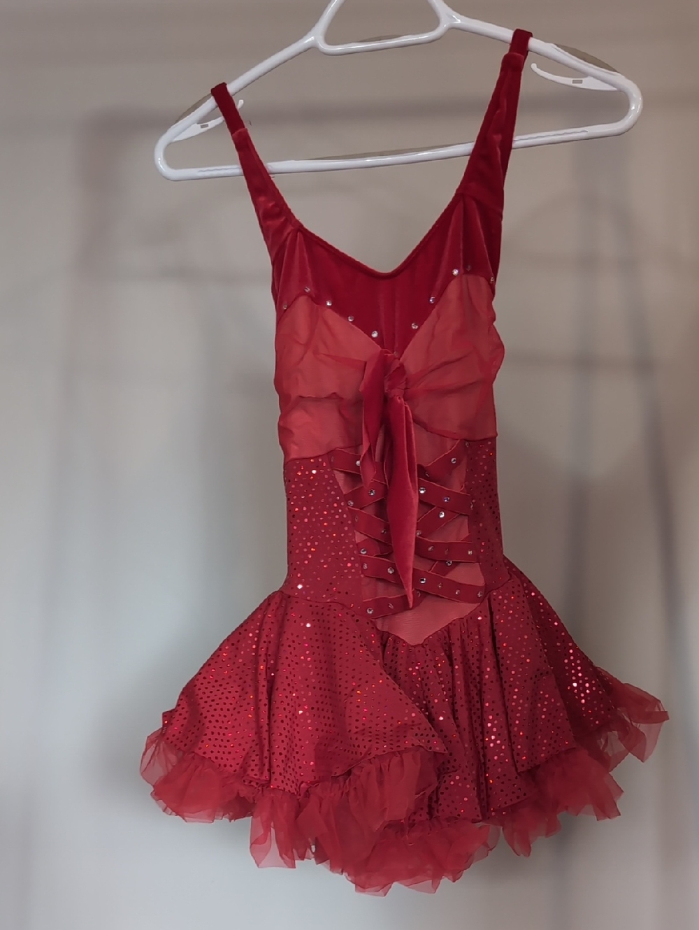 Red Sparkle Tutu Dress with Bow Front